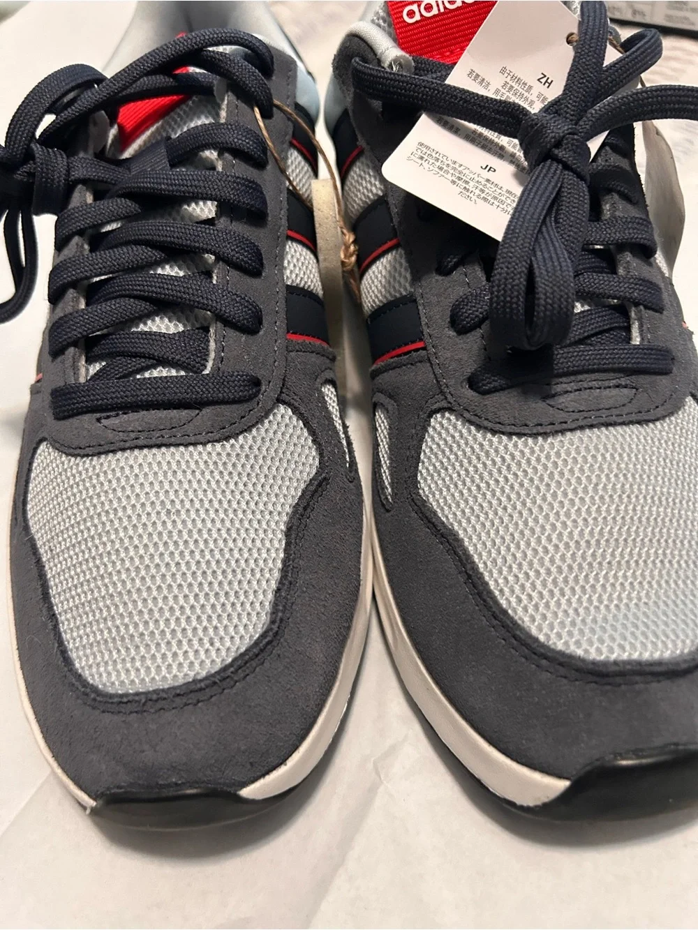 adidas Gray and Red Cloudfoam Comfort Running Shoes
